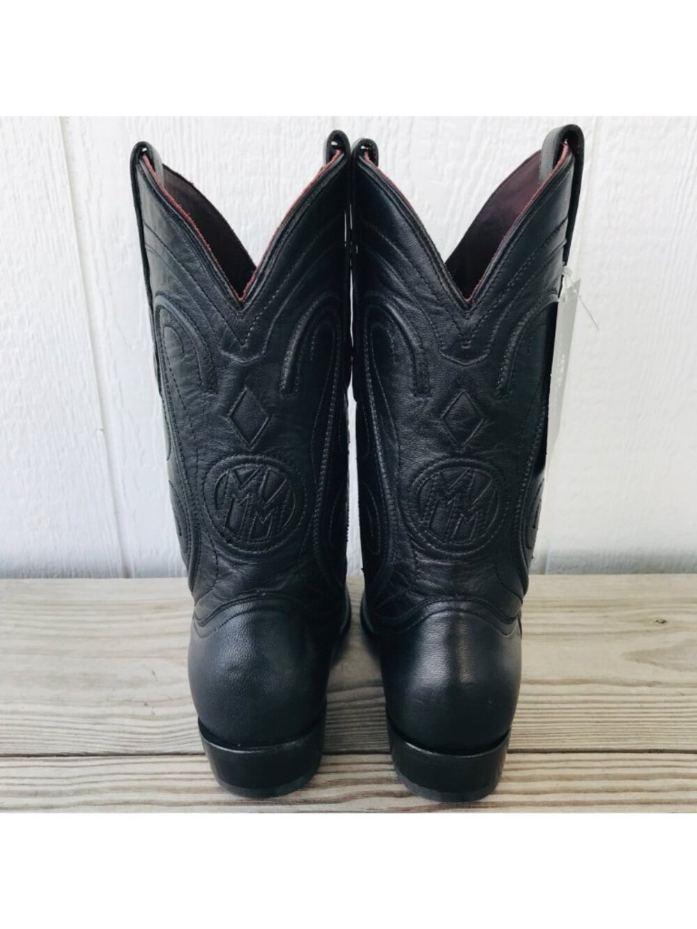 Montana San Angelo Womens Black Corded Cowboy Western Boots 8 W M2136 - Picture 13 of 13